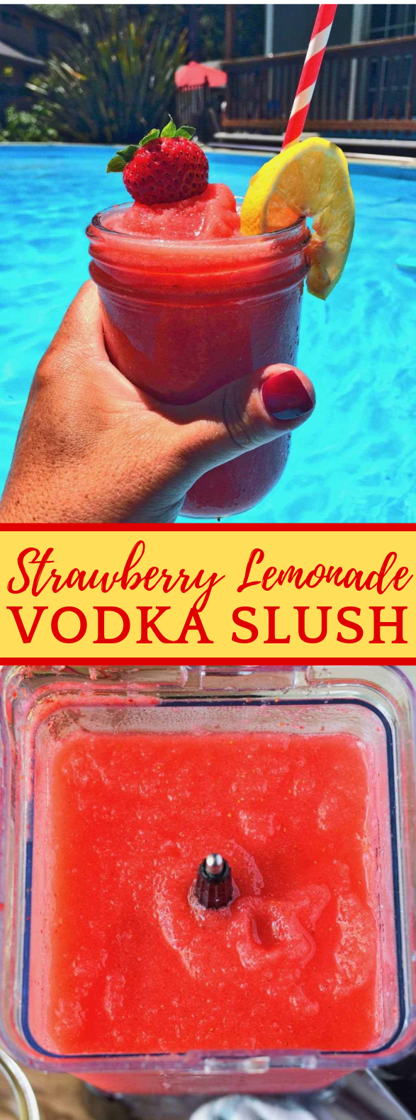 STRAWBERRY LEMONADE VODKA SLUSH #drink #appetizer STRAWBERRY LEMONADE VODKA SLUSH #drink #appetizer