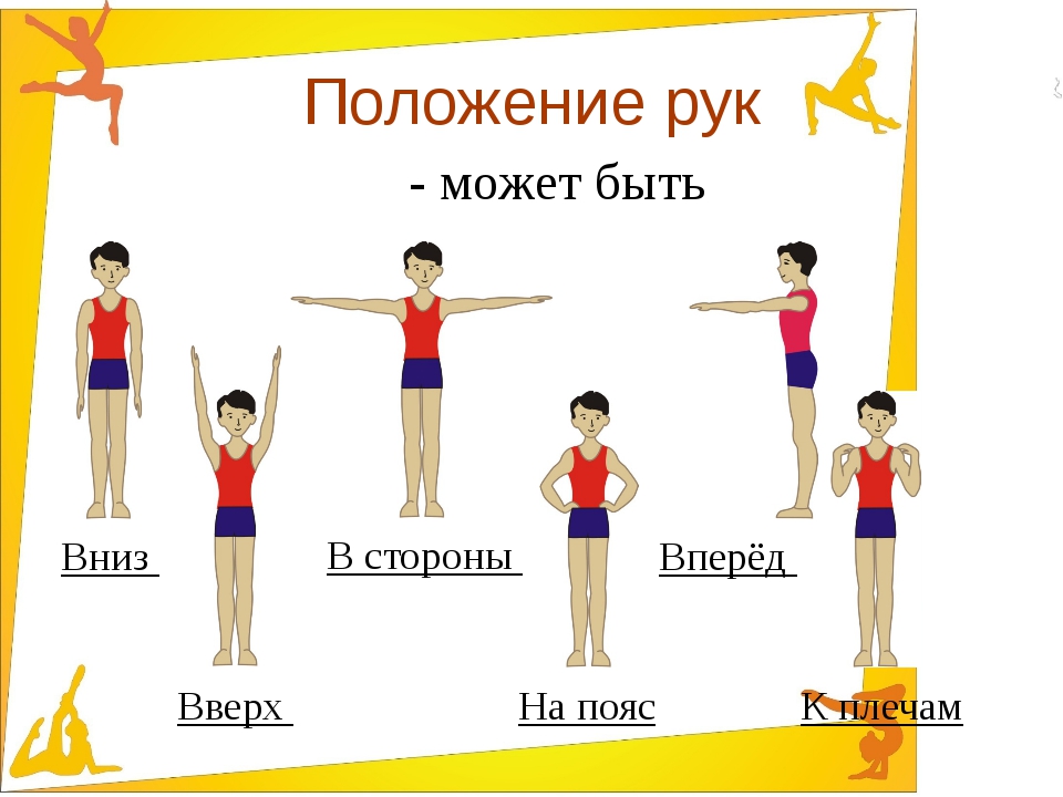 Как называется гимнастические упражнения. Основные положения рук. Исходное положение в физкультуре. Положение рук в физкультуре. Основная стойка в физкультуре.