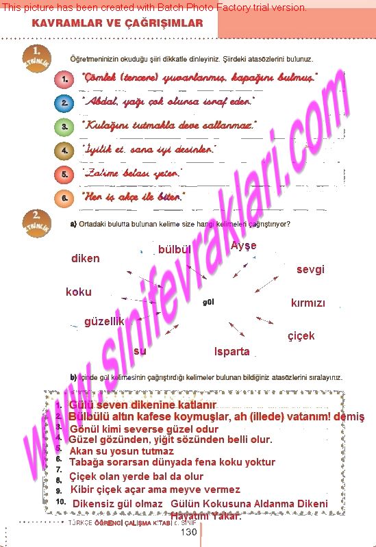 6.Sinif Turkce Doku Yayinlari Ogrenci Calisma Kitabi Sayfa 130 - Ders
