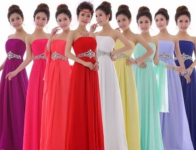 Multi-Colors Sequin Waist Strapless Bridesmaids Maxi Dress