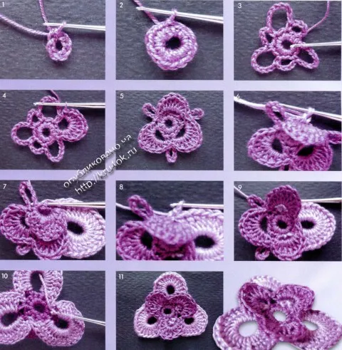 flor crochet, aros, instrucciones, patrones, ganchillo