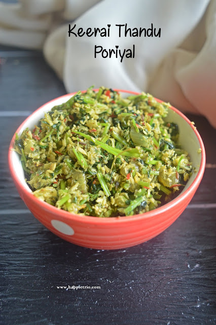 Keerai Thandu Poriyal Recipe | Spinach Stem Stir Fry