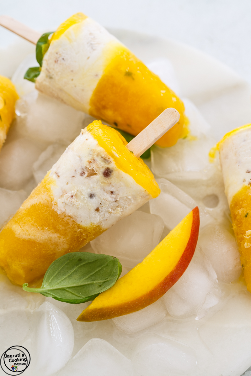 Sugar Free Mango, Basil and Cashew Yogurt Popsicle Sugar Free Mango, Basil and Cashew Yogurt Popsicle