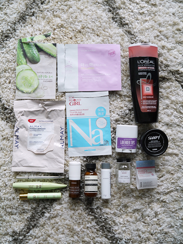 Empty skincare, body care, and makeup and beauty products being reviewed by Vancouver life and style blogger Solo Lisa for November 2018
