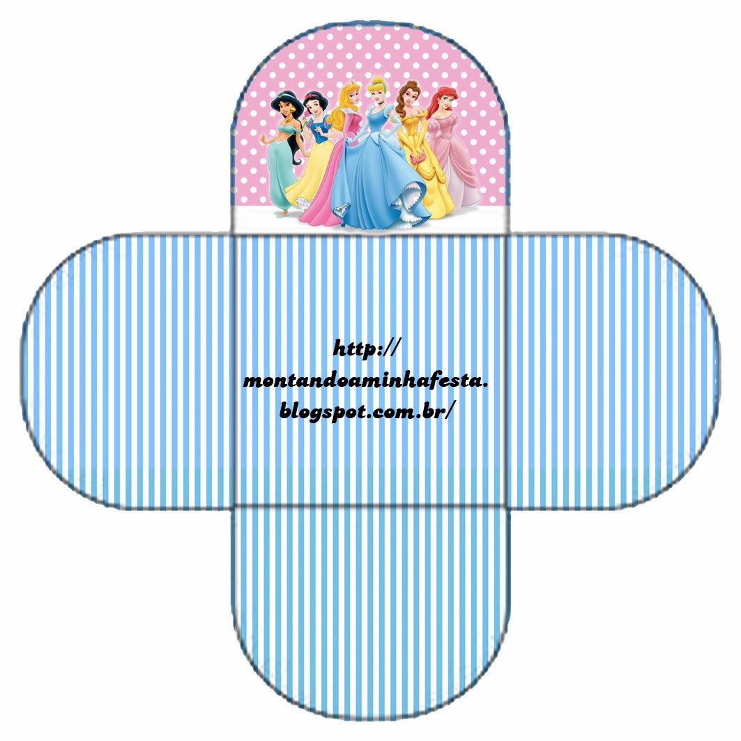 Fiesta de Princesas Disney: Cajas para Imprimir Gratis. Caja abierta para poner caramelos, chocolates, mazapanes o pastelitos,