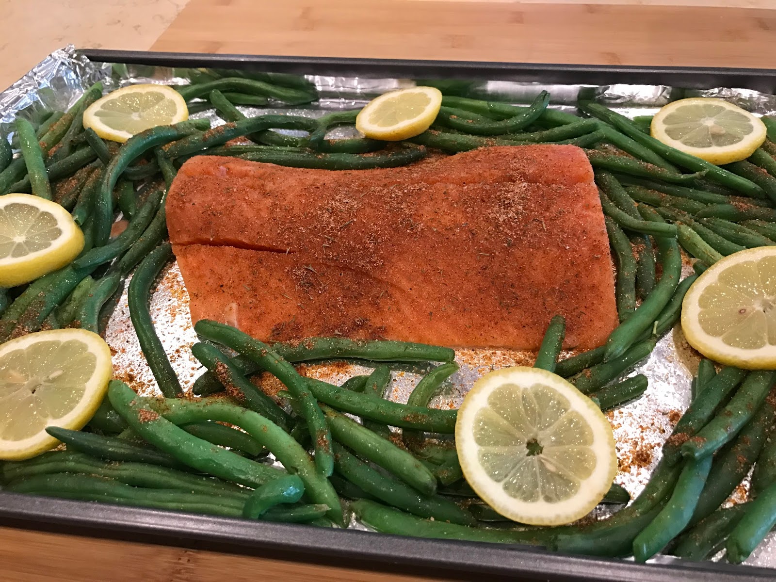 Faith and Flour Sheet Pan Salmon with Lemony Green Beans