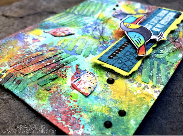 #cardbomb, Maria Willis, Stampin' Up!, Tim Holtz, Hero Arts, #heroarts, #timholtz, #distressoxideinks, #distresscrayons, #texture, #embossingpaste, #cards, #stamps, #ink, #paper, #papercraft, #handmade, #technique, #color, #birdbanter