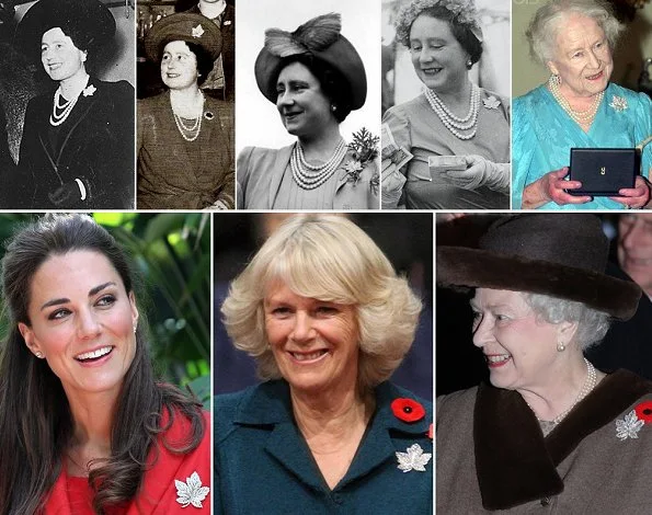According to the Royal Collection Trust, the platinum and diamond maple leaf brooch, Elizabeth II Queen Elizabeth, King George, Duchess of Cambridge, kate Middleton