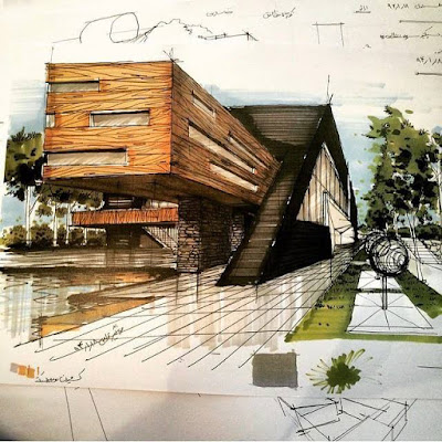 20 Contoh Gambar Sketsa Bangunan Arsitektur - Jurnal 