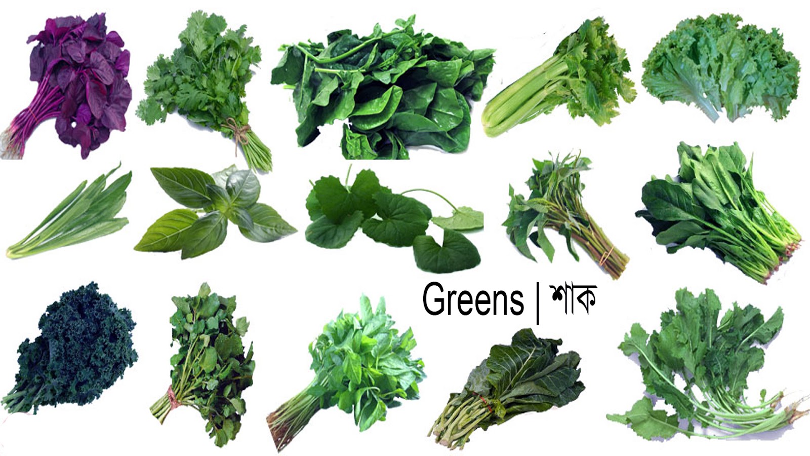 Green Leafy Vegetables Chart