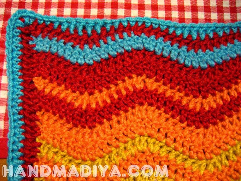 Crochet wavy bright plaid tutorial