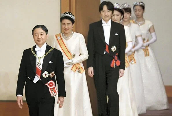 Emperor Naruhito, Emperor Masako, Crown Prince Akishino, Crown Princess Kiko, Princess Mako and Princess Kako, diamond tiara