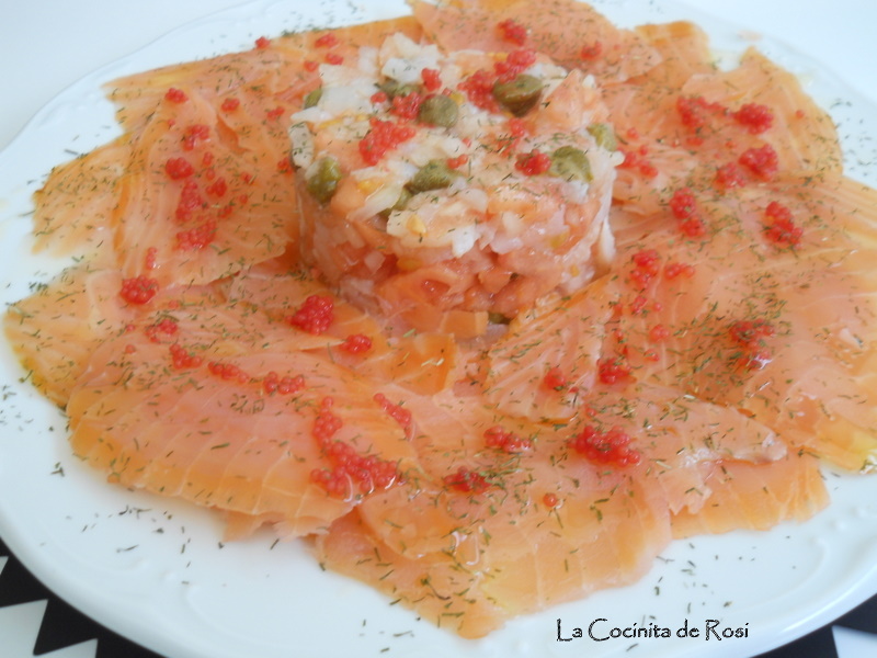 La cocinita de Rosi CARPACCIO DE SALMON Y BACALAO AHUMADOS