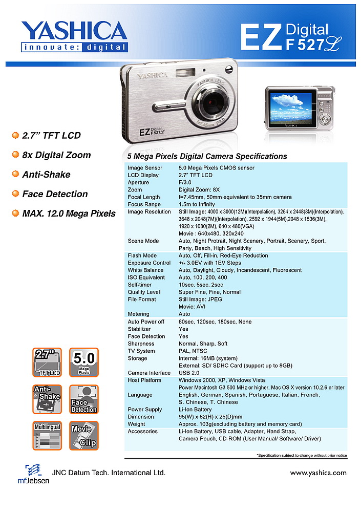 Jual Digital Pocket Camera Yashica EZ 527L