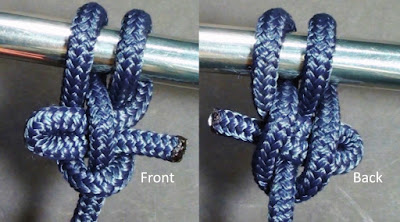 Painter hitch front and rear in blue braided nylon rope
