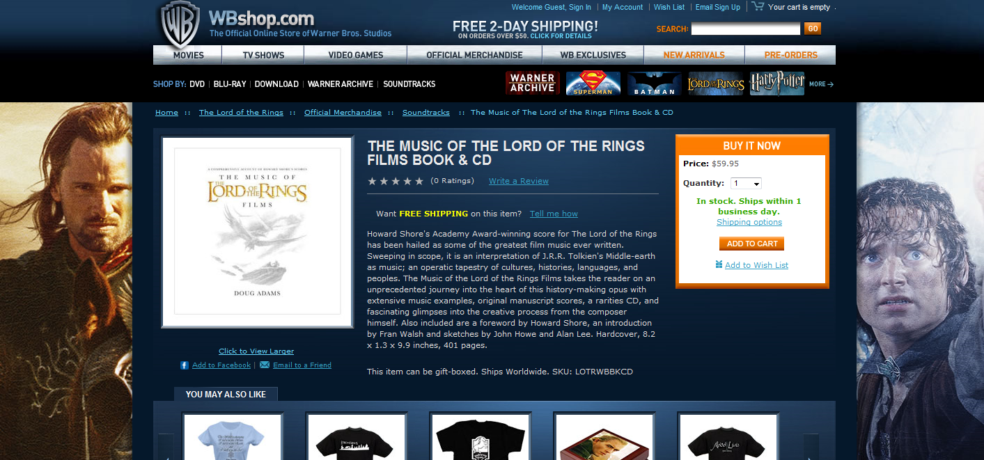 Music of the LOTR Films at WBShop.com | The Music of the Lord of the Rings  Films | Doug Adams' Blog