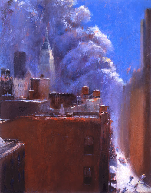 Studio View, 9/11 Oil on Canvas c. 9/11/2001 by David FeBland