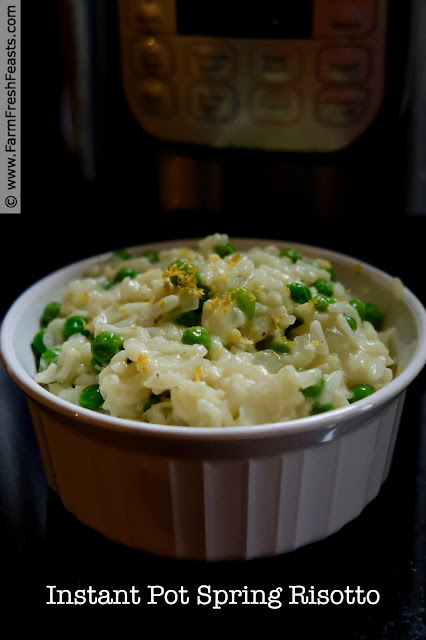 title image of easy weeknight risotto with peas, parmesan, and lemon