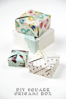 Diy Square Origami Box with interlocking lid.
