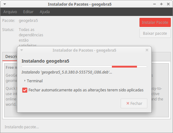 Instalando o GeoGebra5 Instalando o GeoGebra5