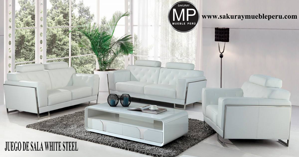 Mueble Peru Sakuray: JUEGO DE SALA WHITE STEEL