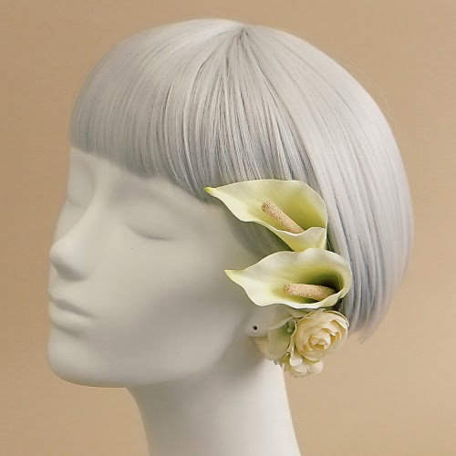 カラーのヘアピックセット（白）_ウェディングヘッドドレスと花髪飾りairaka