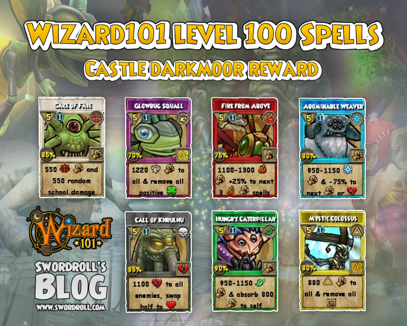 Wizard101 Level 100 Spells - Darkmoor, All Spells