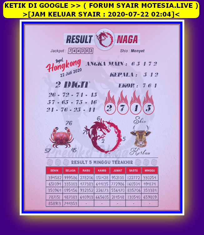 1 New Message Kode Syair Hongkong 22 Juli 2020 Forum Syair Togel Hongkong Singapura Sydney