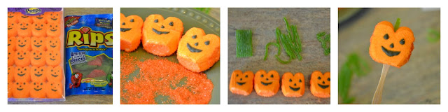DIY Halloween Candy Displays with Pumpkin Peeps - via BirdsParty.com
