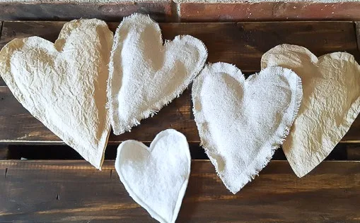 fabric scrap hearts
