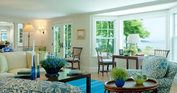 Desain Ruang Tamu Indah Dengan Aksen Warna Biru Rancangan Desain Rumah Minimalis