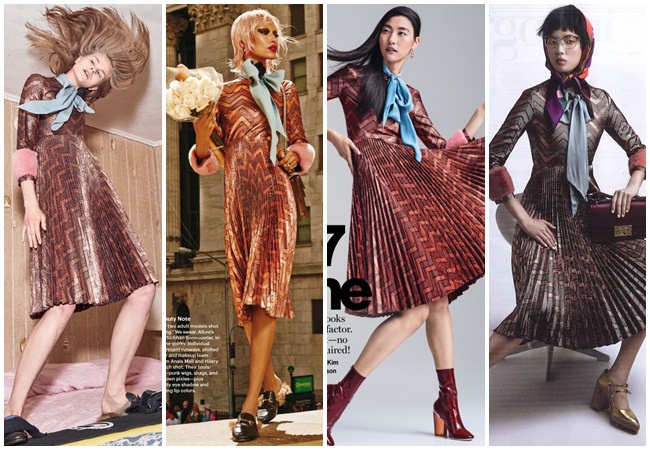Gucci 2015 AW Zig-zag Lurex Plissé Dress 26 Looks Same or Not by Sheena 宣娜:名模女星撞衫