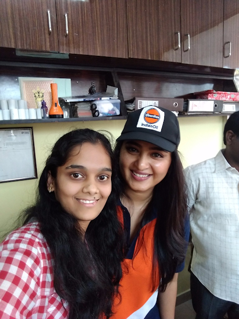 Anushka at petrol bunk With Girl Fan
