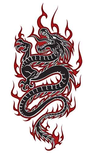 Tattoo Information Point: Black and Red Dragon Tattoo