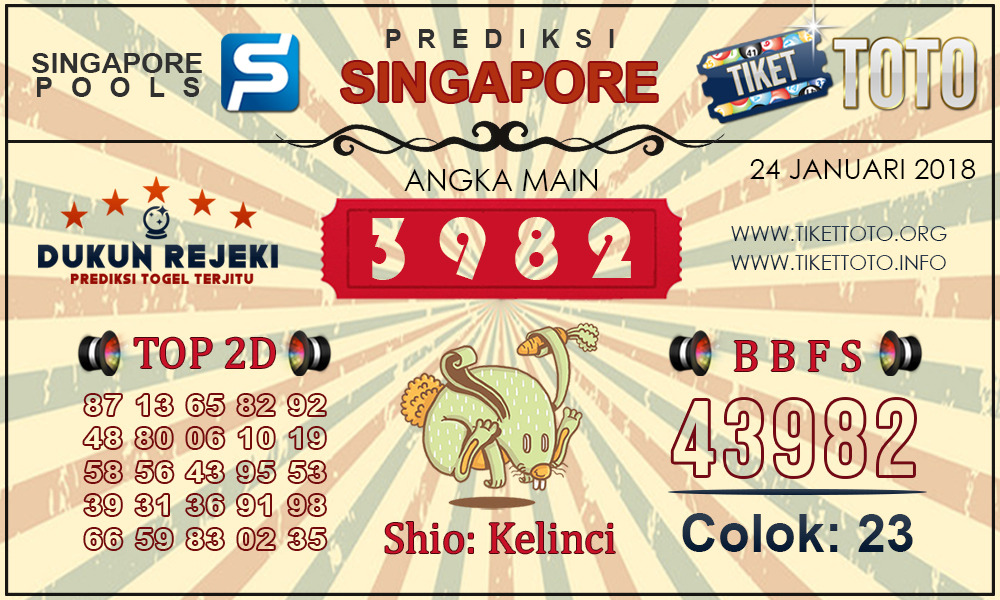 Prediksi Togel SINGAPORE TIKETTOTO 24 JANUARI 2019