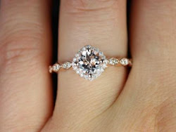 engagement ring rings gold simple rose halo without diamonds morganite kite milgrain katya stone 14kt elegant cushion metals options pretty