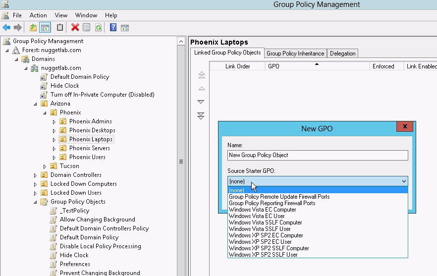 Windows 2012 starter gpo