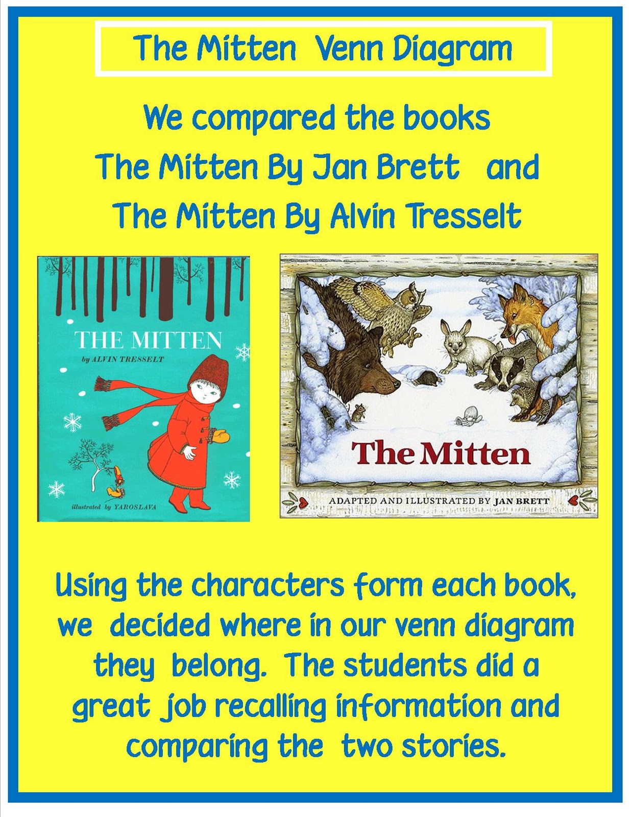 Golden Gang Kindergarten: The Mitten Venn Diagram