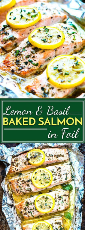 Basil Lemon Baked Salmon In Foil Food Drink Recipes