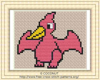 Dinosaur Pteranodon, Free and easy printable cross stitch pattern