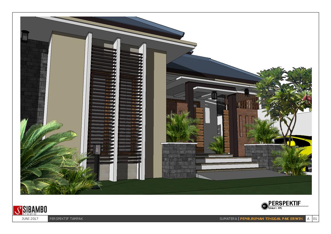 Desain Rumah 2 Lantai Bergaya Modern Tropis Lahan Menyudut 21