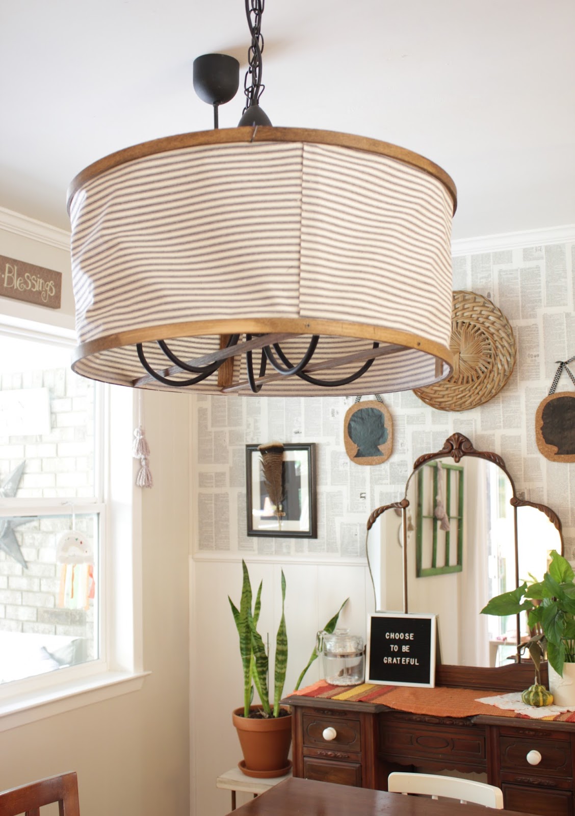 House Homemade Embroidery Hoop Chandelier Shade Tutorial