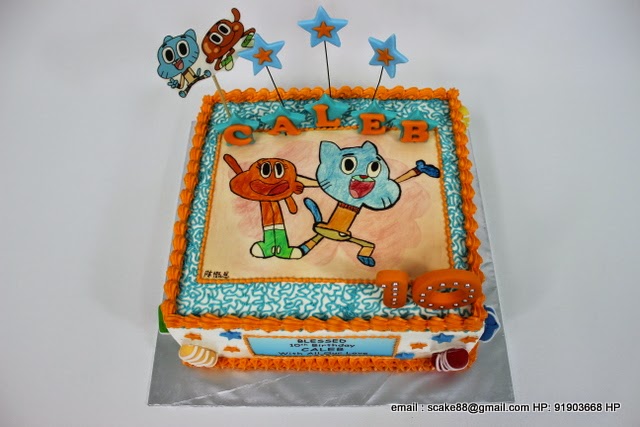 The Sensational Cakes: WORLD OF GUMBALL # DRAWN BY CALEB # CAKE SINGAPORE # 2D CREAM CAKE SINGAPORE