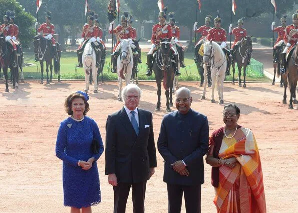 President Ram Nath Kovind and Savita Kovind welcomed the King and Queen with an official ceremony at Rashtrapati Bhavan