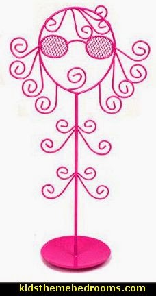 Jewelry Stand Holder Organizer Necklaces Bracelets Rings Stylish Girl Hot Pink Fashionista - Diva Style bedroom decorating - runway theme bedroom ideas - shoe decor - Fashion Diva bedroom ideas - Fashionista Runway bedroom decorating - Boutique Decor - girls boutique theme bedroom ideas - Paris fashionista bathroom decor - shopping boutique style playroom - chanel wall decal stickers