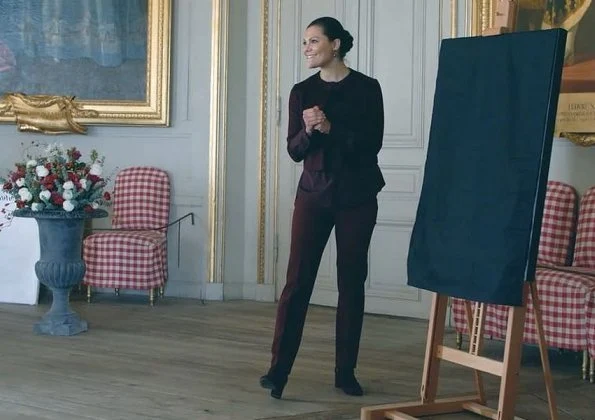 Crown Princess Victoria wore By Malina Trousers and Greta short jacket, Erdem and H&M collection blouse