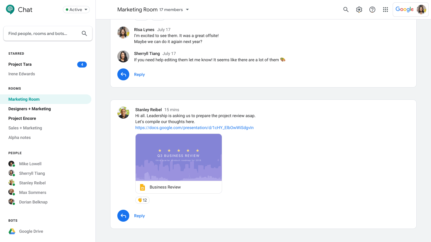 Google chat support