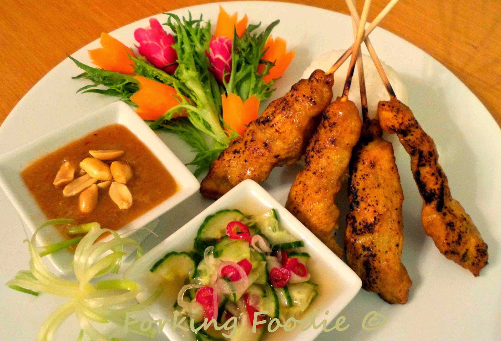 Forking Foodie: Gai Satay (Chicken Satay with Peanut Sauce and Cucumber ...