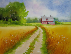 wheat watercolor fields painting