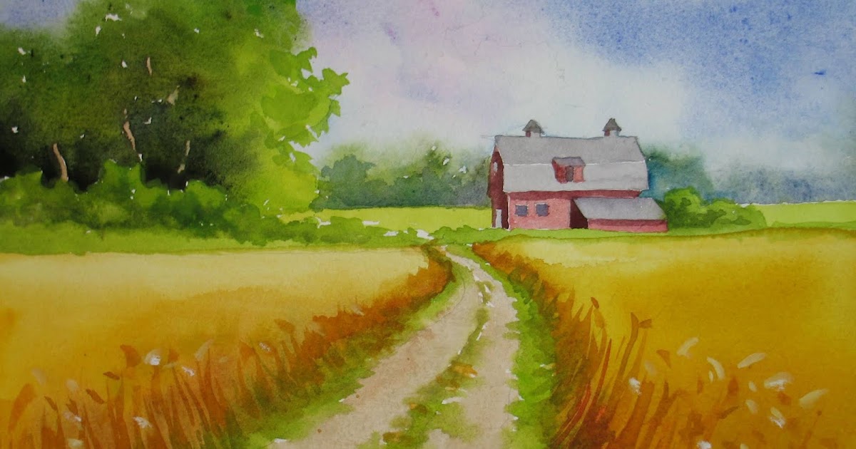 Nel's Everyday Painting Wheat Fields Watercolor SOLD